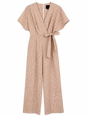 Alex Marie Juliana Gingham Wide Leg Wrap Jumpsuit - Size 4